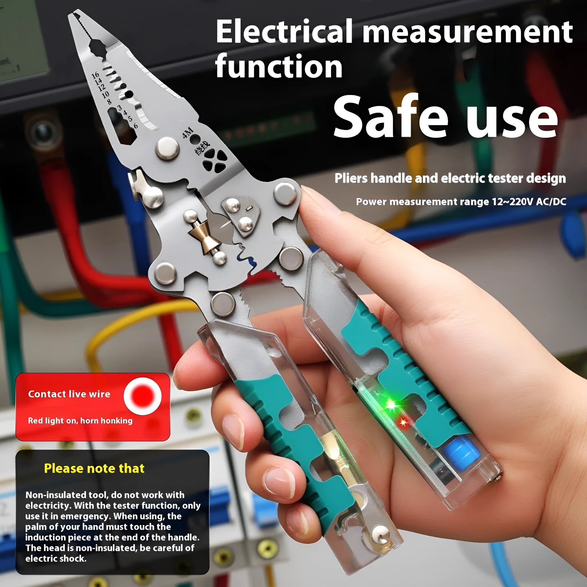 Electrician's multi-functional wire stripping pointed pliers with Luo ni steel cutting edges