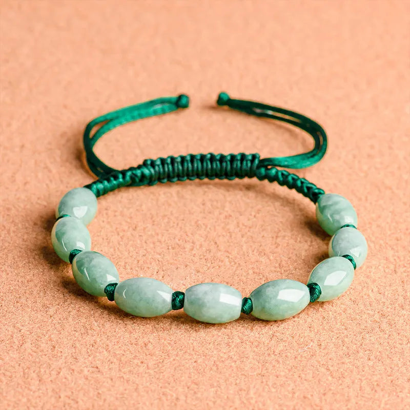 National style jade bracelet in dark green men's or red women's design with certificate