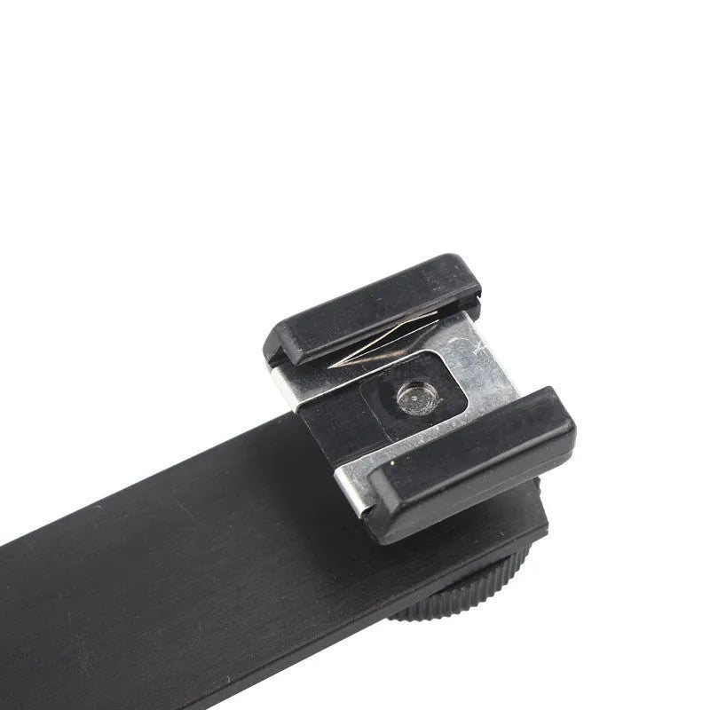 Portable black metal dual-head camera stand with compact size for home use
