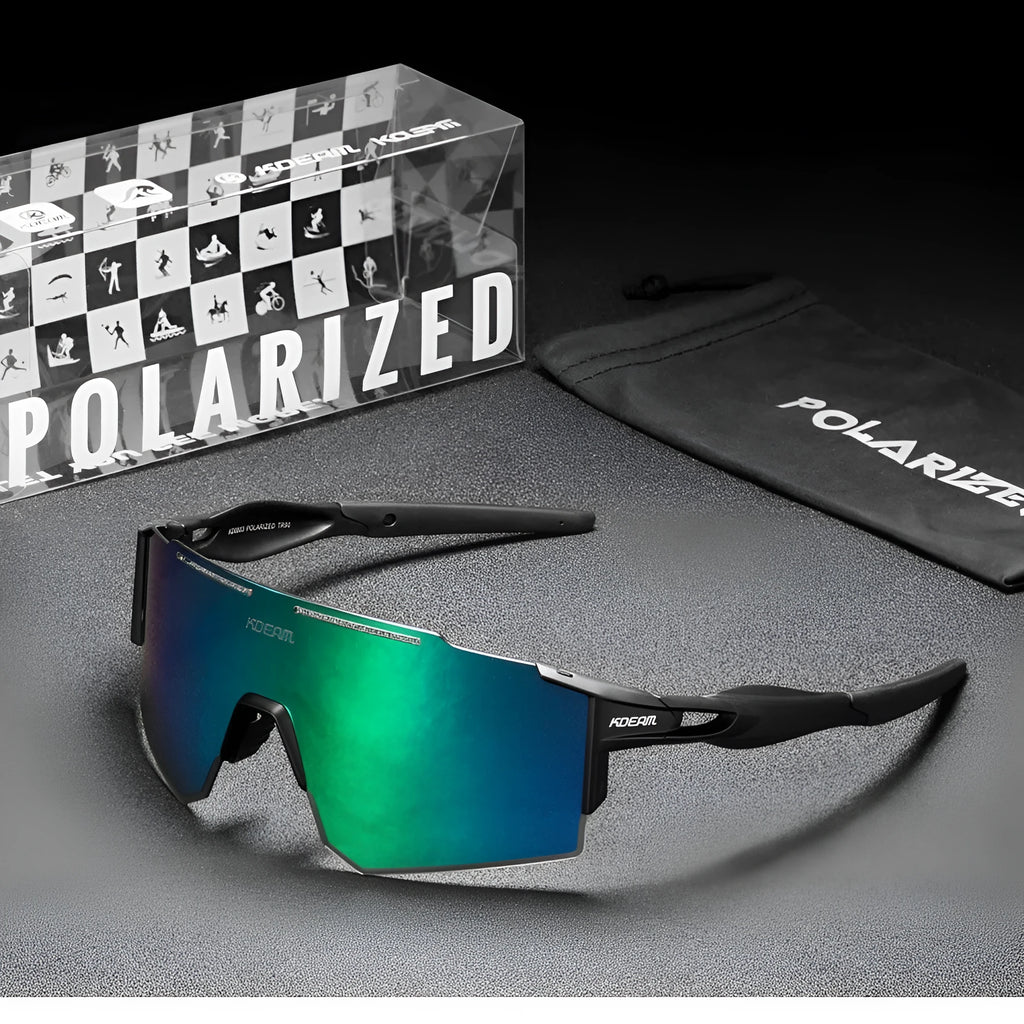 Polarized cycling sunglasses with frameless TR90 frames available in multiple colours