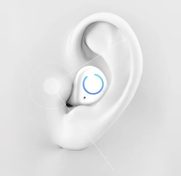 Black and white M18 true wireless Bluetooth earbuds with charging case.
