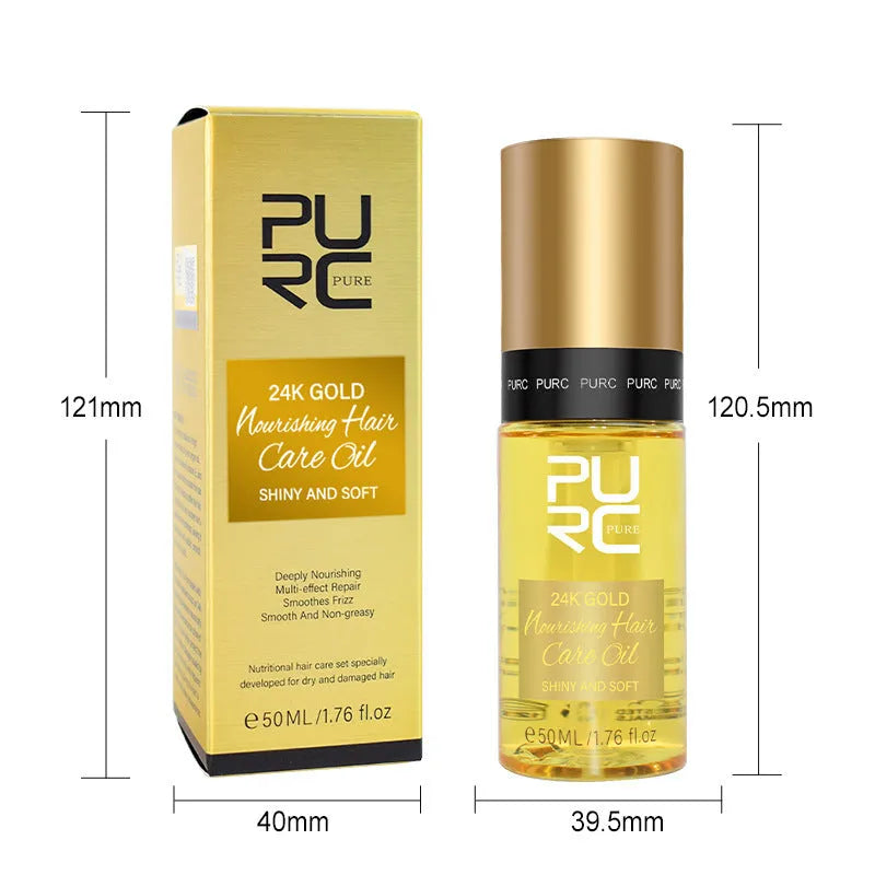 50ml yellow essential hair oil bottle for curly hair and chemical damage repair