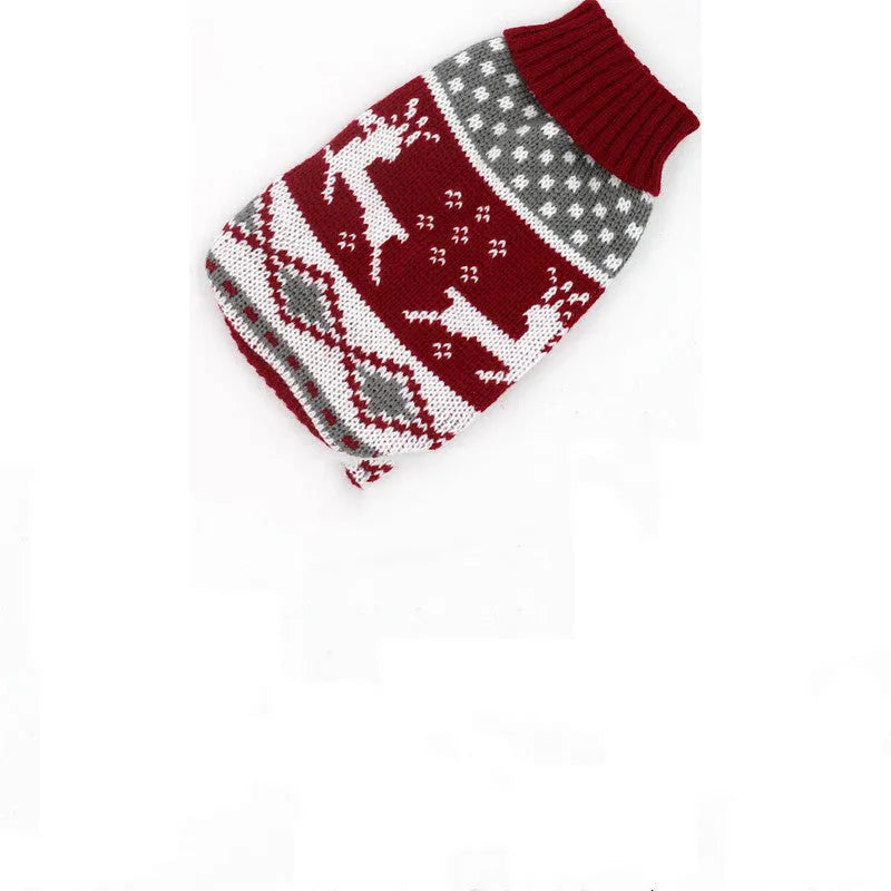 Wool dog sweater for small corgis in red stripes, navy blue stripes, fawn, and blue giraffe colours