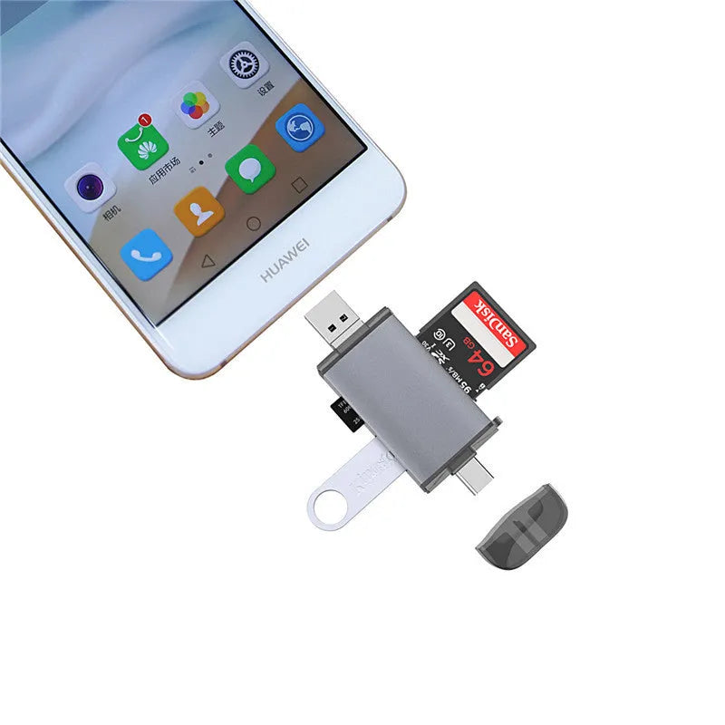 Multi-function 6-in-1 OTG card reader for computer and mobile phone