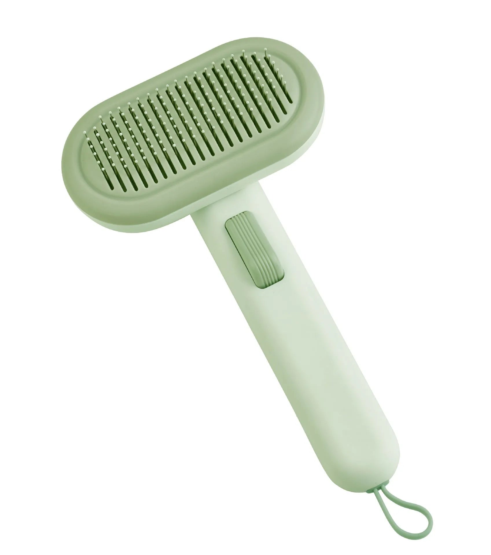 Large pet hair removal comb with stainless steel blade and one-click shaver for cats and dogs in light grey colour
