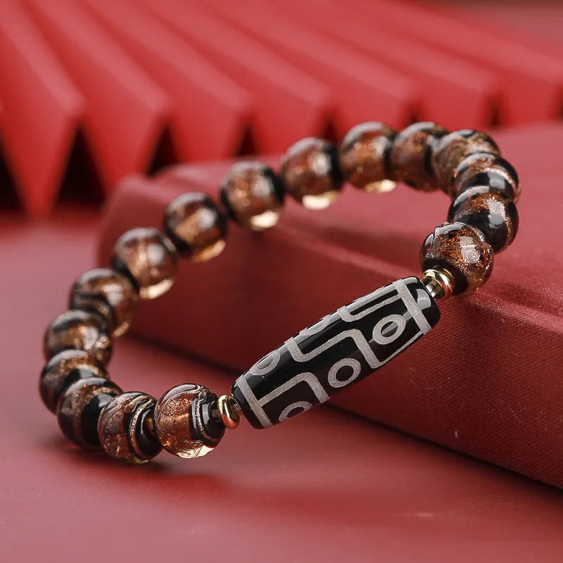 Handcrafted five-colour Chinese lucky bracelet with snake beads on wrist, showing coloured glaze in 10mm, 12mm, 14mm sizes.
