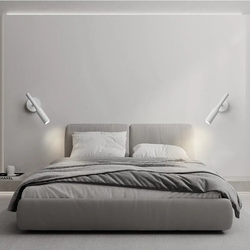Modern wrought iron wall lamp in black or white with three colour light options