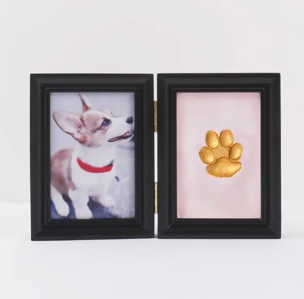 Solid wood frame with cat palm print design, seal paste, and gold paint craft kit