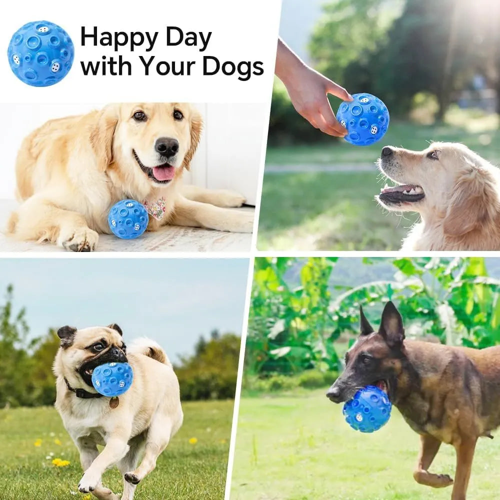 Colourful durable rubber dog toy ball with a bumpy texture for aggressive chewers.