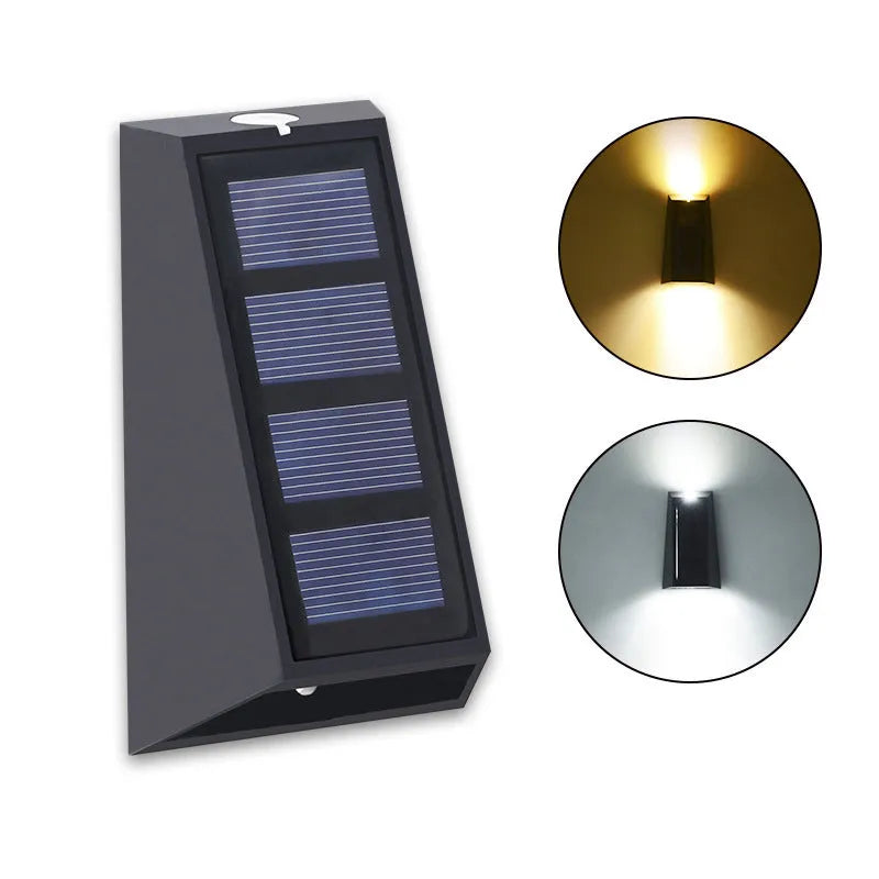 Solar up and down wall light in ABS with IP65 waterproof rating, 3W LED, for outdoor garden and courtyard walls