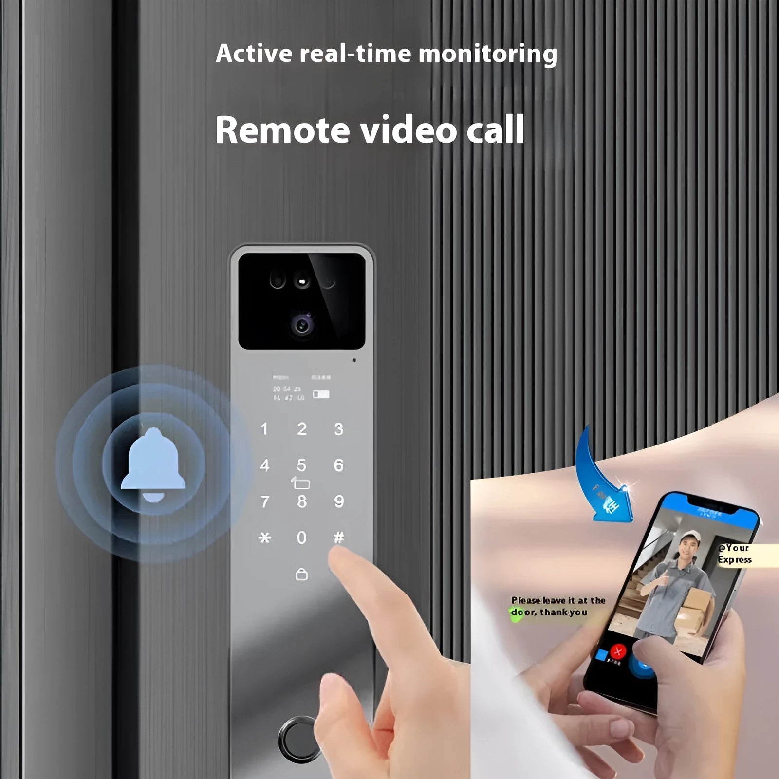 F7 face recognition smart door lock with fingerprint scanner and keypad on aluminium alloy body