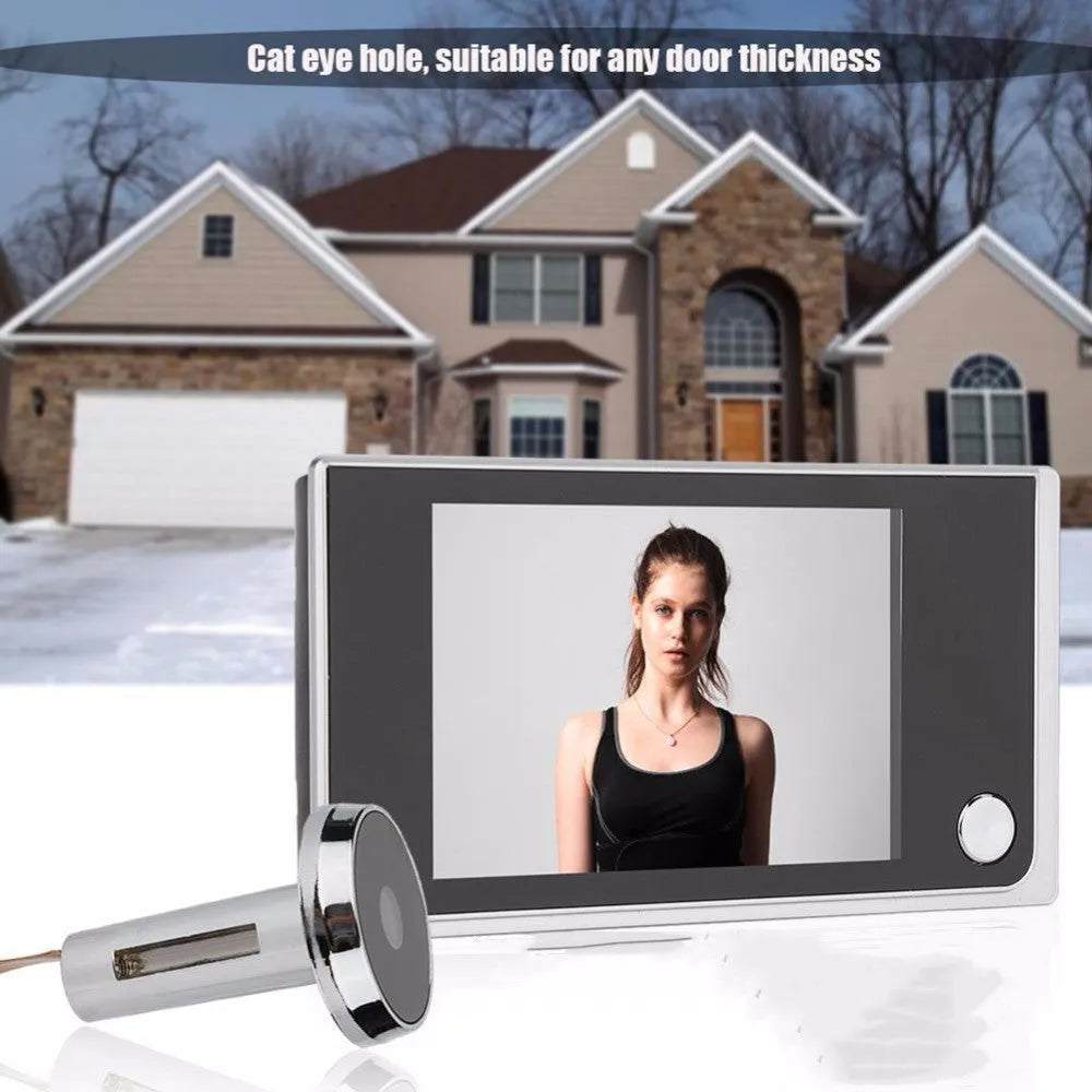 3.5 inch video digital door camera with 120 degree angle peephole viewer in black ABS plastic