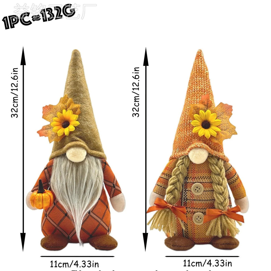 Harvest festival autumn pumpkin faceless doll in braid style with mixed fabric and plastic construction