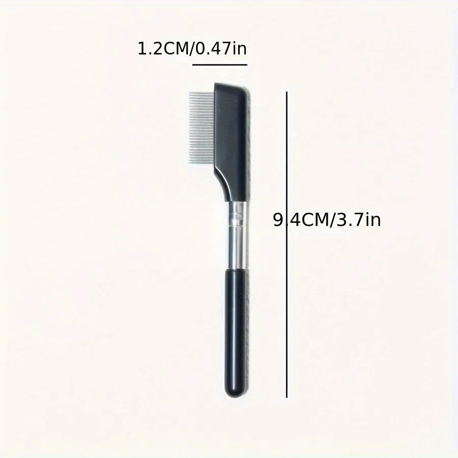 Black ambidextrous pet grooming brush with soft rubber bristles for gentle eye cleaning and hair removal on dogs and cats.