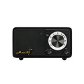 Bluetooth portable speaker with wooden box body in log colour, compact size 115x73x65mm