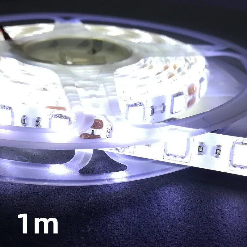 Epoxy waterproof flexible LED light strip showing 5050 beads at 60 per metre spacing