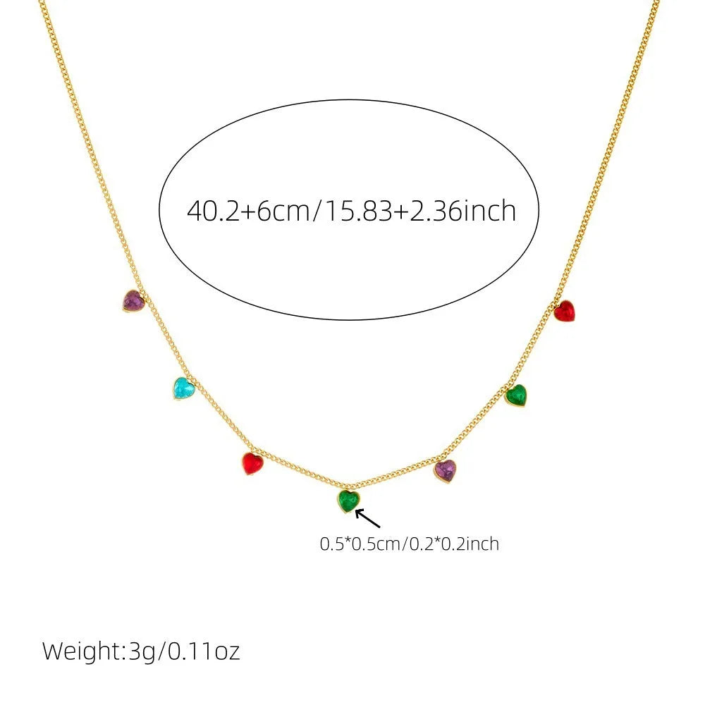 Women's gold heart necklace on stainless steel chain with adjustable 41-50cm length