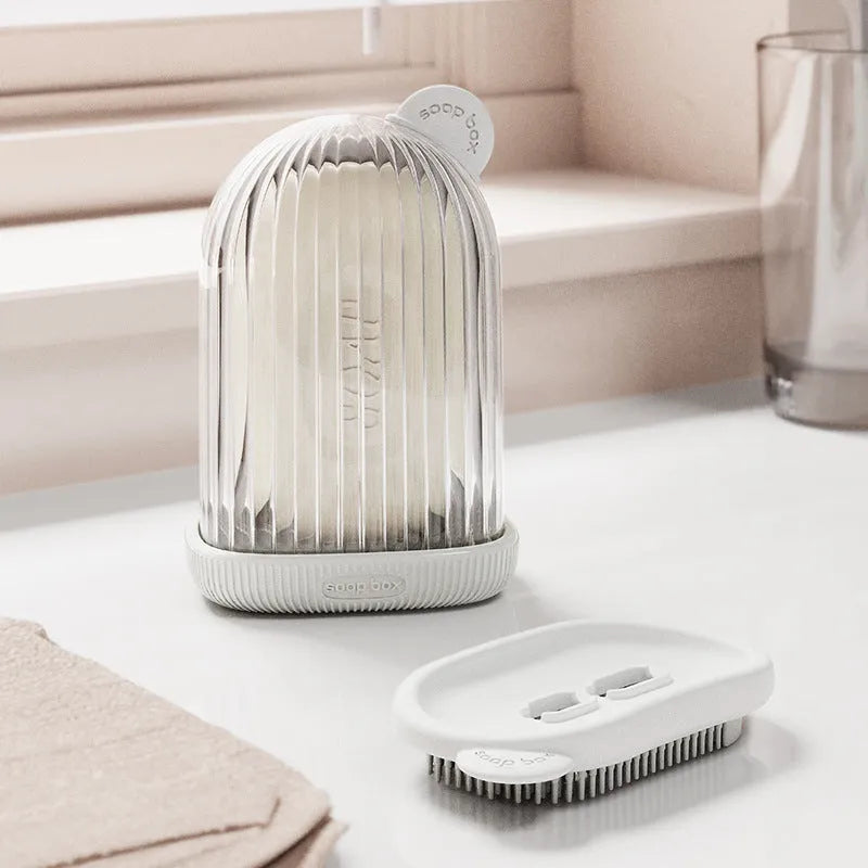 PET travel soap holder in Cream White colour, compact design for standard soap bar