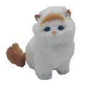 Handmade faux fur yellow head fat cat ornament, 16.5cm high, simulation cat decoration for shelf or craft display