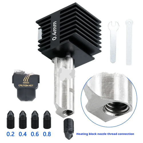 Bambu Lab A1 Mini hardened steel hot end nozzle assembly with black silicone sleeve