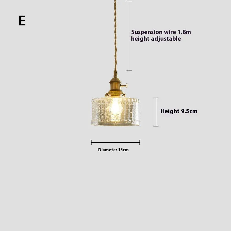 American retro small pendant droplight with warm white bulb and set of six colour filters A to F.