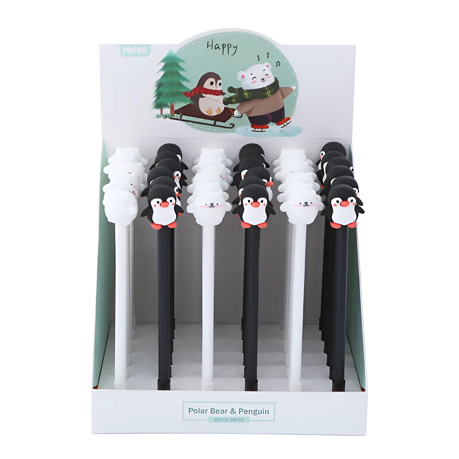 Korean cartoon penguin silicone gel pen with 0.5mm black ink tip and soft silicone grip