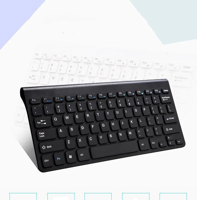 Black wireless keyboard and mouse set with 2.4GHz receiver showing 78 keys and 4 mouse buttons