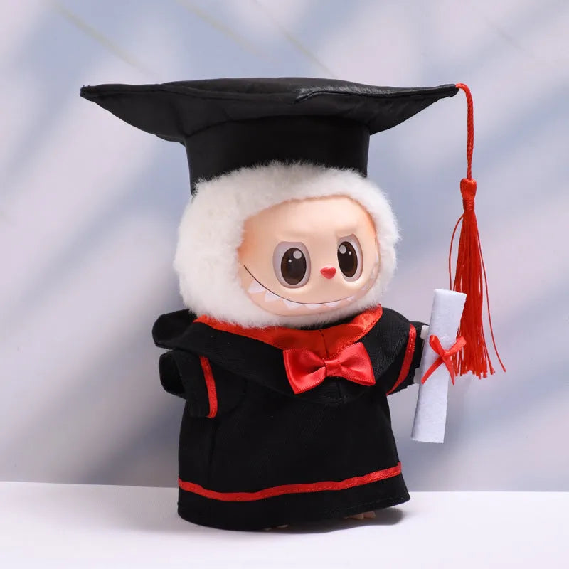 Bachelor's suit set doll clothes for Labubu pendant, cloth material, black frame glasses and leather shoes