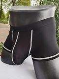 Men's breathable boxer shorts in army green colour showing lightweight fabric and shaping design