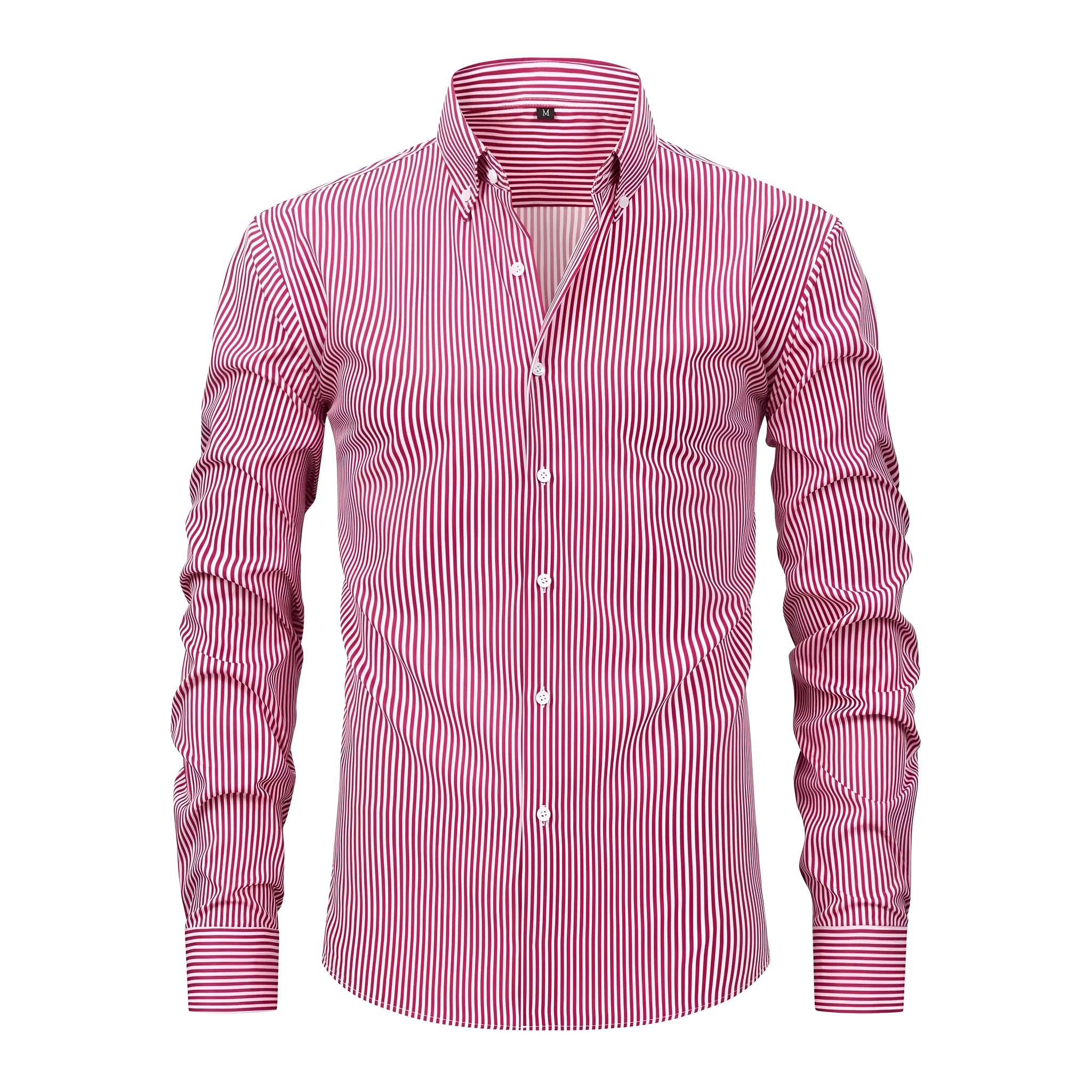 Men's non-ironing striped business casual shirt with lapel collar in multiple colour options
