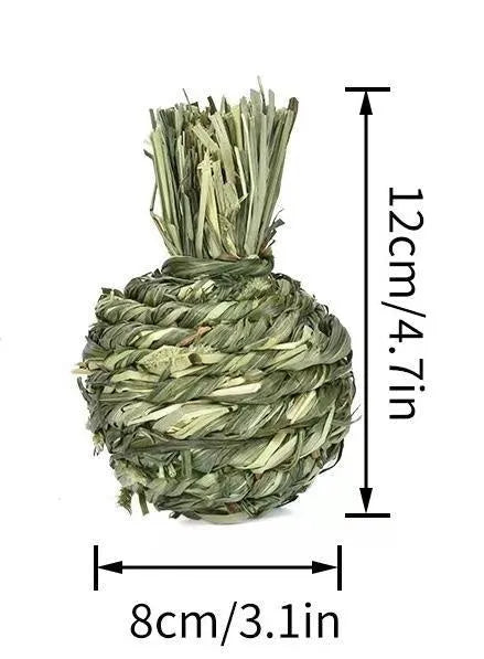 Natural timothy grass pet chew toy in pear shape for rabbits and guinea pigs