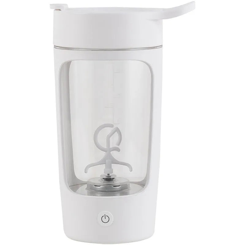 Portable battery-powered juice blender with 650ml mixing cup in black, blue, pink, or white colour.