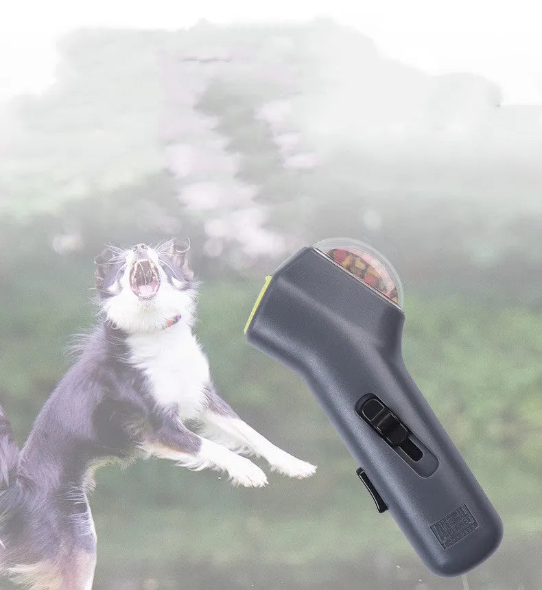 Grey Doggie Treat Launcher made from ABS and PP materials for interactive fetch play