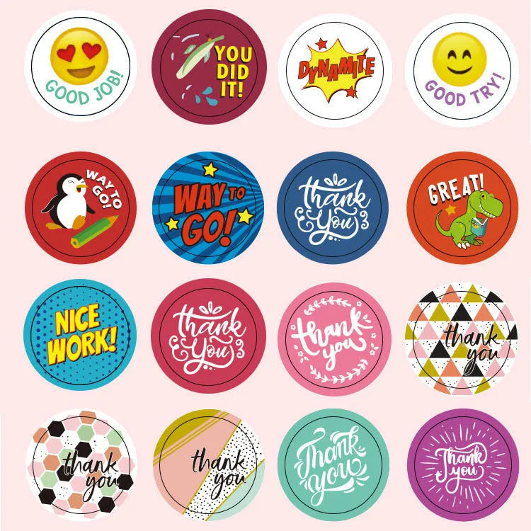 500-piece roll of Halloween pumpkin pattern PVC stickers in candy colours, 1 inch diameter