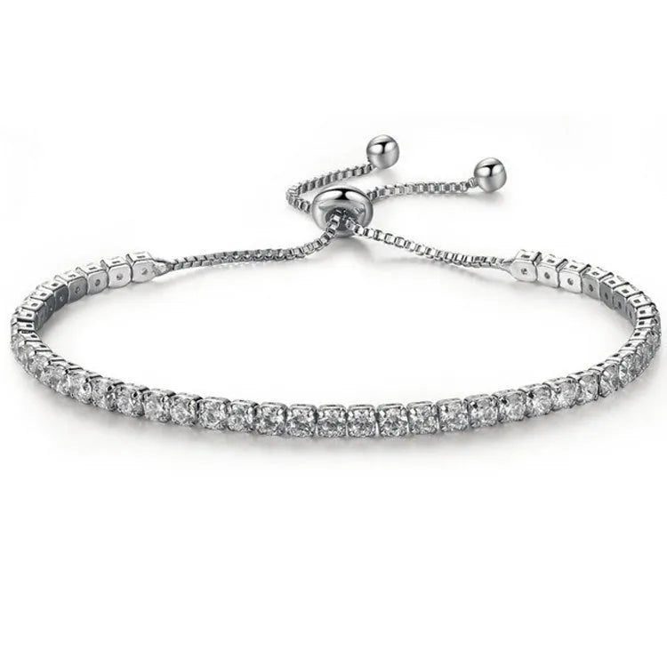Star Shining Bracelet in silver with platinum finish and zircon stone, 27cm length