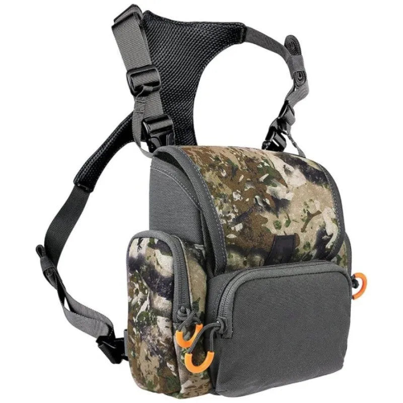 Outdoor hunting telescope bag adjustable binoculars chest pack camouflage with stitching details