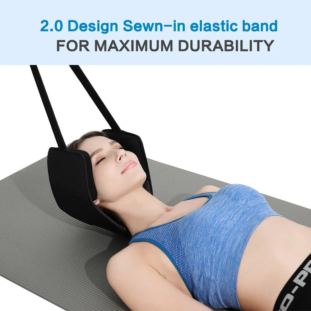 Neck hammock neck stretcher in black grey cotton with 50kg load capacity for cervical traction