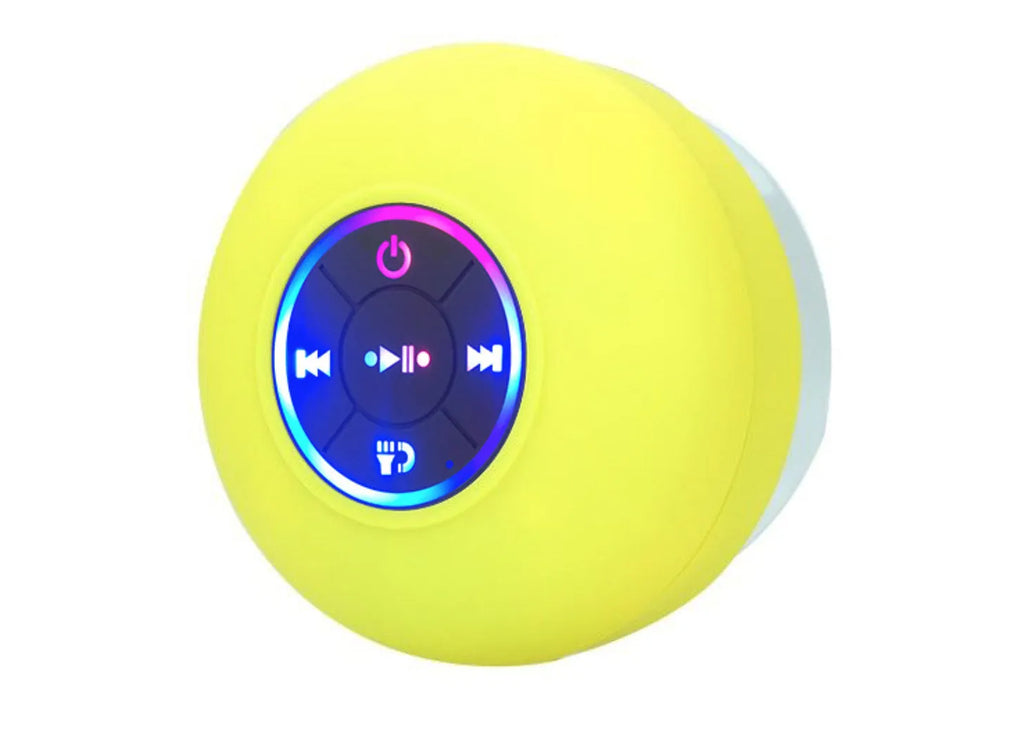 BTS07 large suction cup waterproof Bluetooth speaker with LED light in multiple colour options.