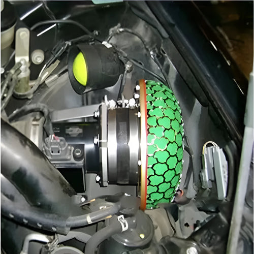 Car modification high-flow intake mushroom filter with washable sponge and aluminium base in red colour