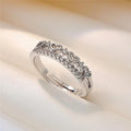 Adjustable open ring in gold or silver with double layer heart, crown and star design on copper band
