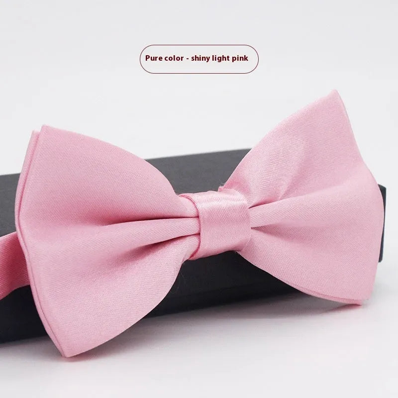 Solid colour flat head polyester bow tie for formal wear and weddings