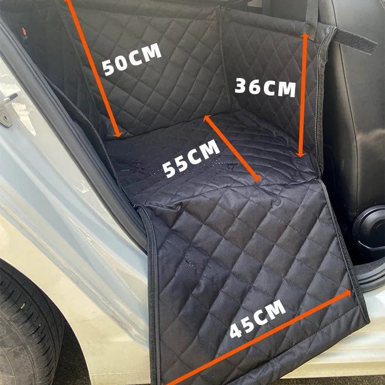 Black cloth anti-dirty car pet mat with rear basket design measuring 55x45x50cm for dog travel protection