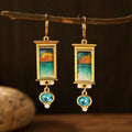 Gold retro simple and exaggerated earrings made from alloy with electroplating, one pair