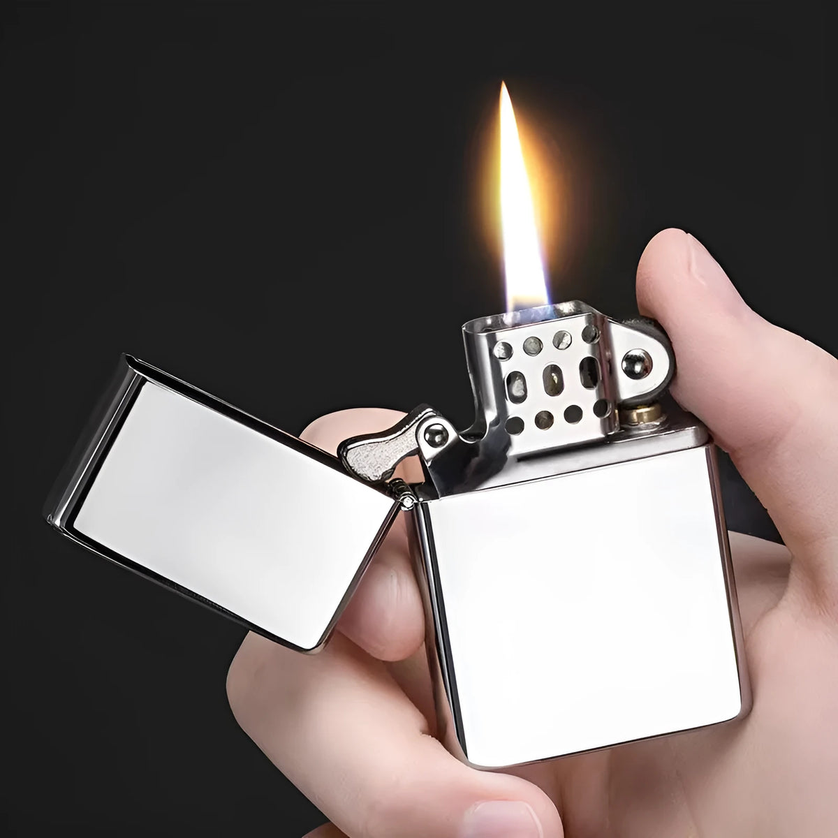 Bright chrome plate sand wheel windproof lighter with metal body and kerosene fuel system