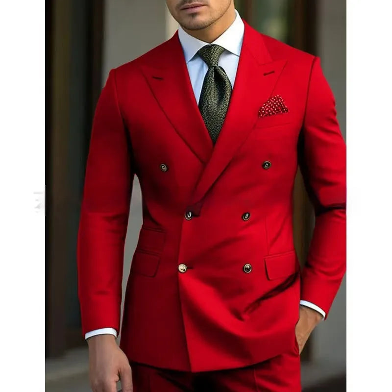 Men's regular fit two-piece suit in cotton blend fabric for business occasions