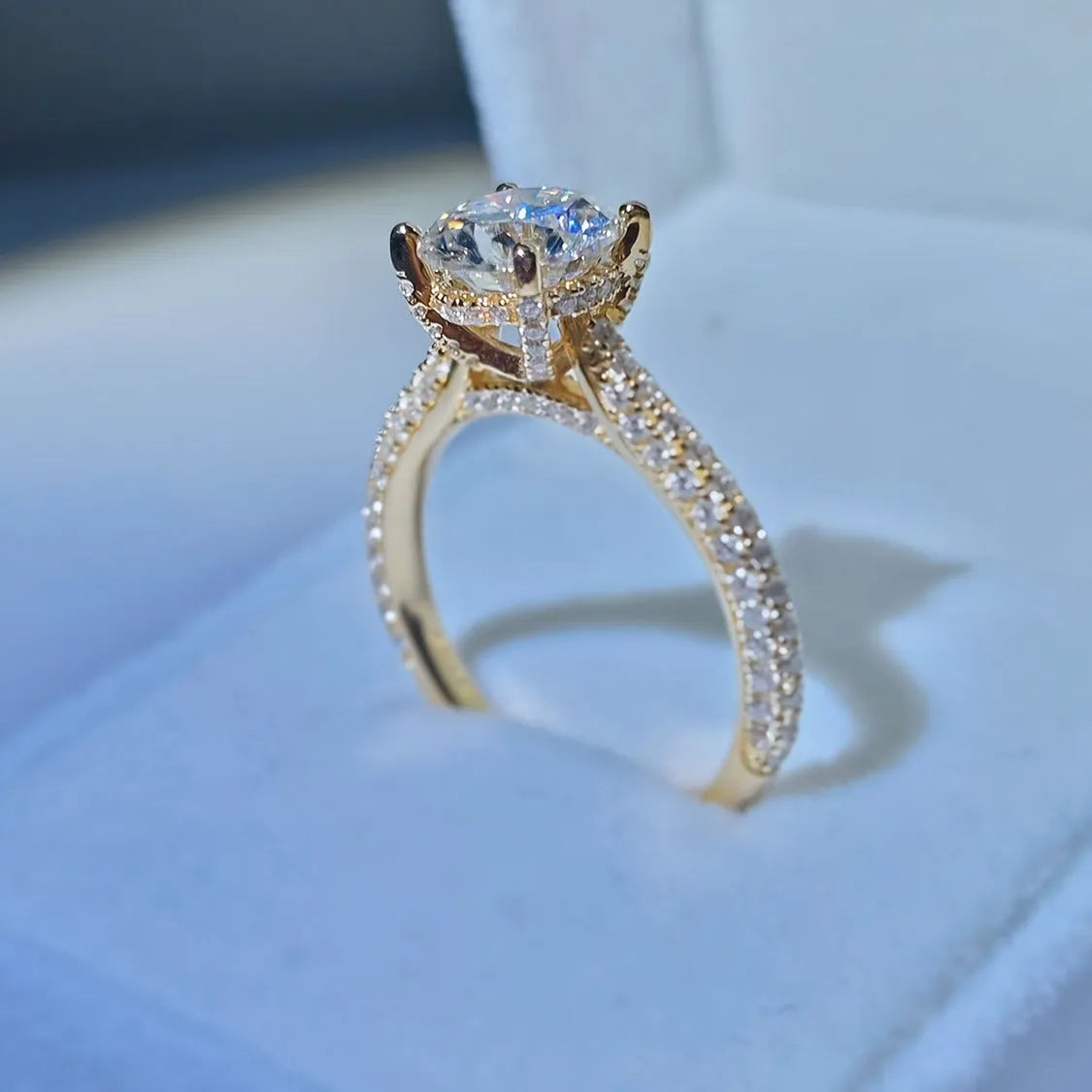 Copper plated moissanite diamond ring for women, alloy band, Style1, on white background