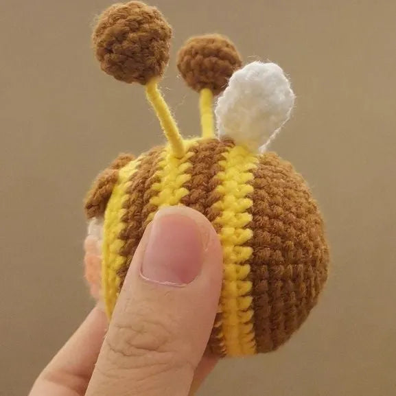 Handmade crocheted bee colony pendant for woolen dolls in plush material