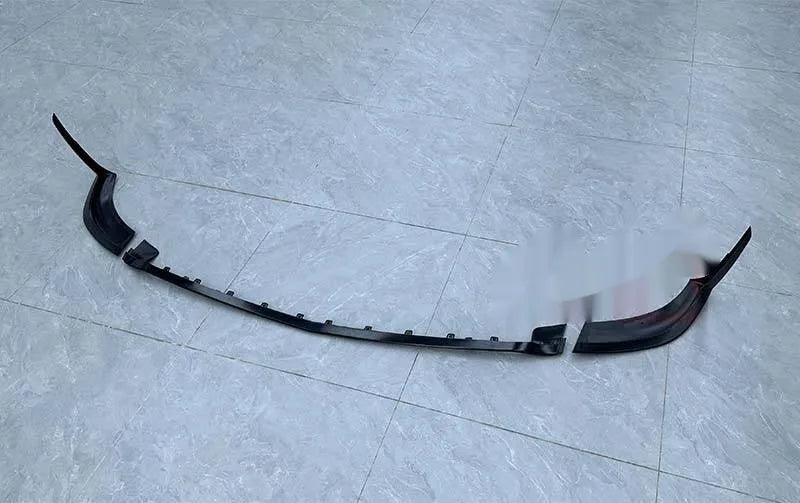 Front car bumper lip spoiler in Bright Black finish, universal fit single-piece design