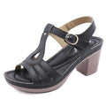 Women's thick heel sandals with metal buckle and patent leather in European style