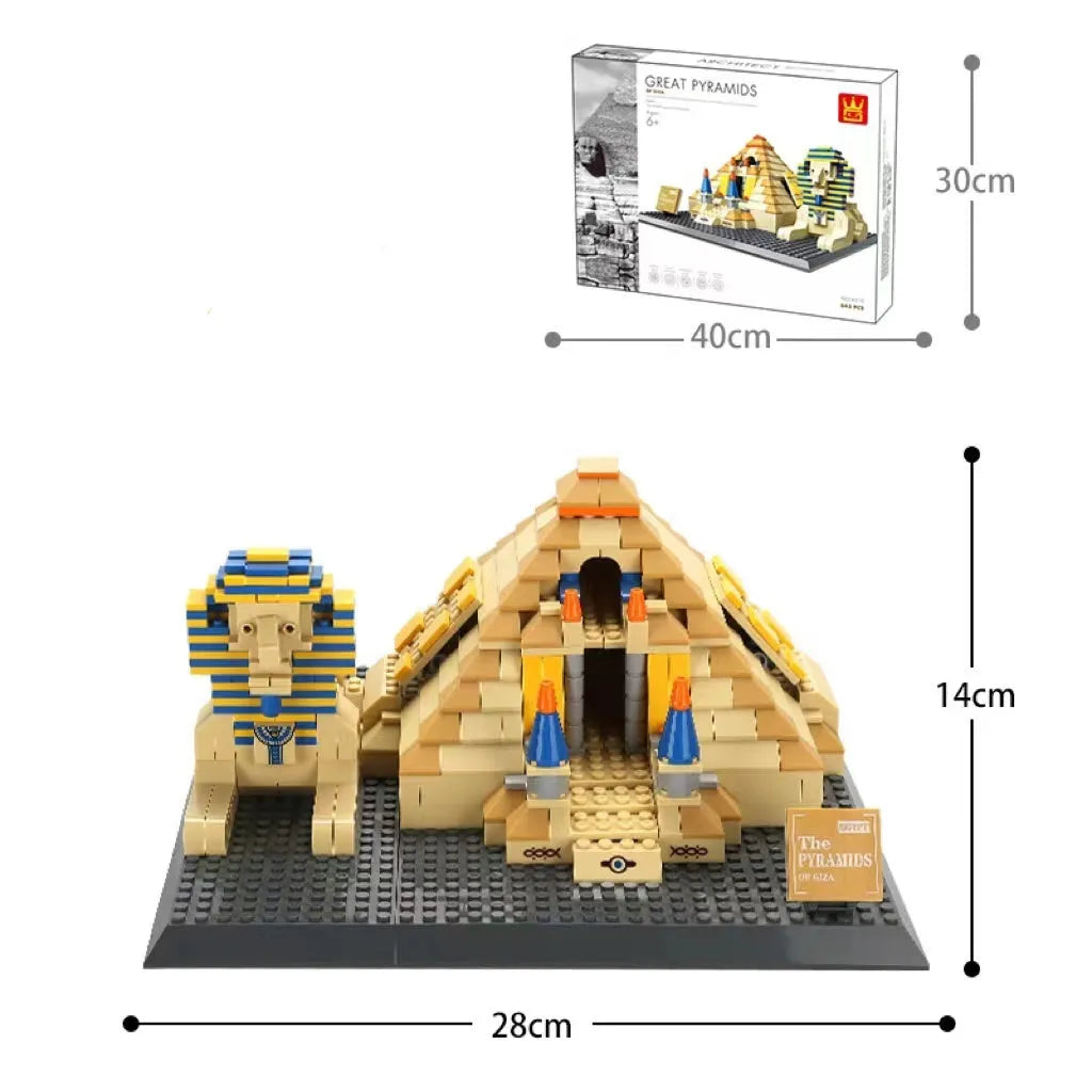 Wange building blocks set with over 800 ABS plastic pieces for landmark construction
